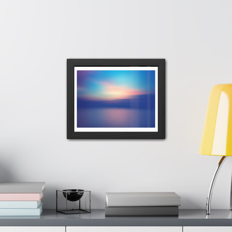 Ariel Sunset - Calming Framed Poster - Abstract Blue and Pink Wall Art for Home Decor