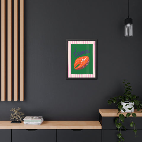 Whimsical Tuna Framed Poster - Fun Kitchen Decor for Seafood Lovers