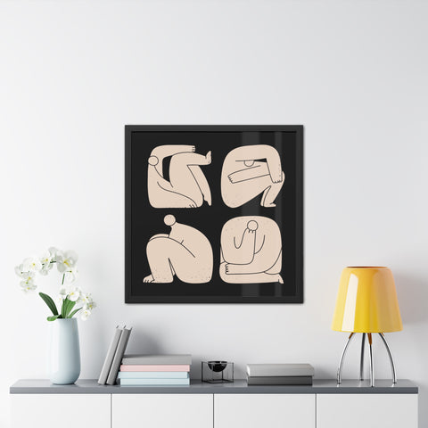 Boxed - Modern Minimalist Framed Art Poster - Abstract Human Figures