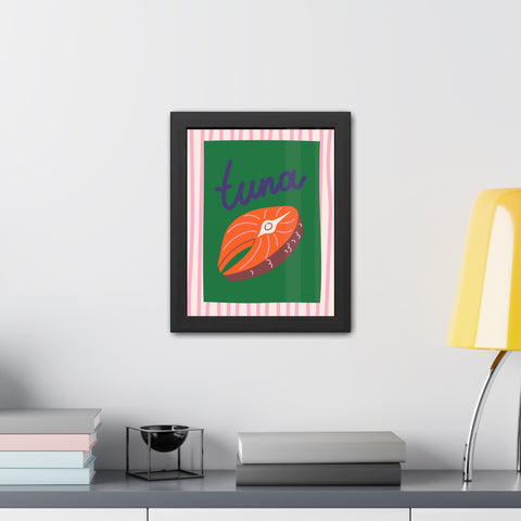 Whimsical Tuna Framed Poster - Fun Kitchen Decor for Seafood Lovers