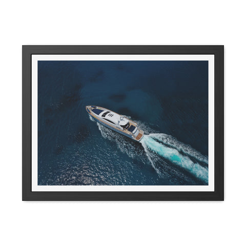 In the water - Nautical Framed Poster - Luxury Yacht at Sea Wall Art