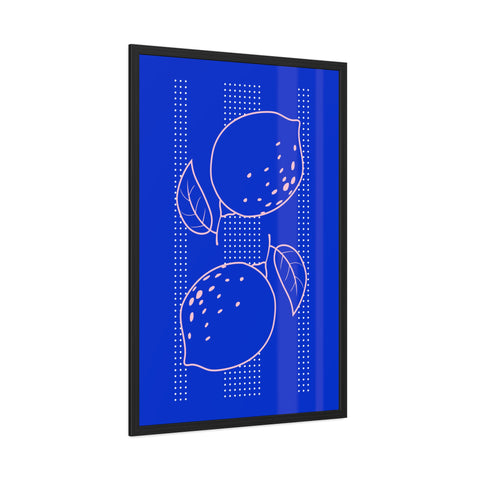 When life gives you lemons 1 - Citrus Lemon Framed Poster - Bright Blue Wall Art for Kitchen Decor