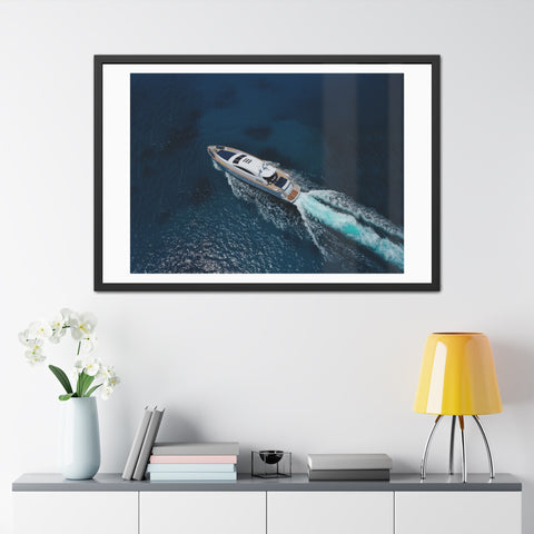 In the water - Nautical Framed Poster - Luxury Yacht at Sea Wall Art