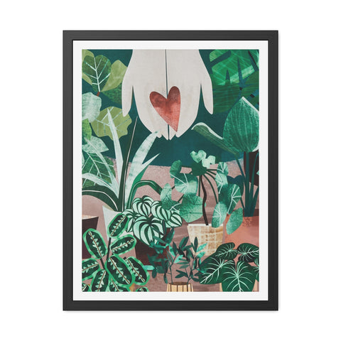 Green Thumb - Botanical Heart Framed Poster - Nature-Inspired Wall Art for Plant Lovers