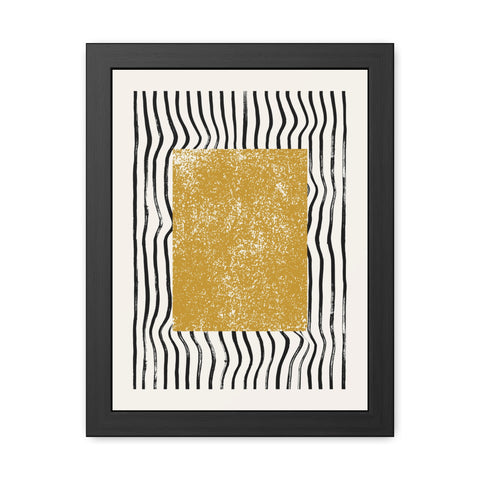 Ink Block 1 - Modern Abstract Framed Poster - Yellow and Black Art for Home Decor