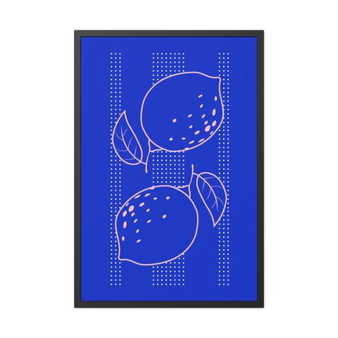 When life gives you lemons 1 - Citrus Lemon Framed Poster - Bright Blue Wall Art for Kitchen Decor