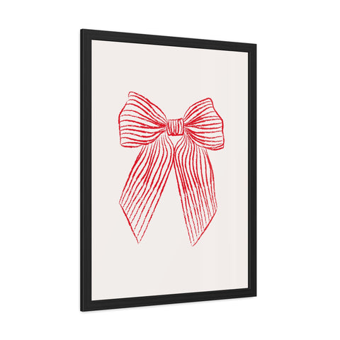 With a bow 1 - Elegant Red Ribbon Framed Poster | Holiday Decor & Gift