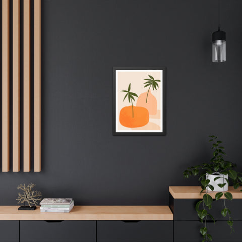 Agora 2 - Modern Framed Poster - Abstract Palm and Fruit Design for Home Decor