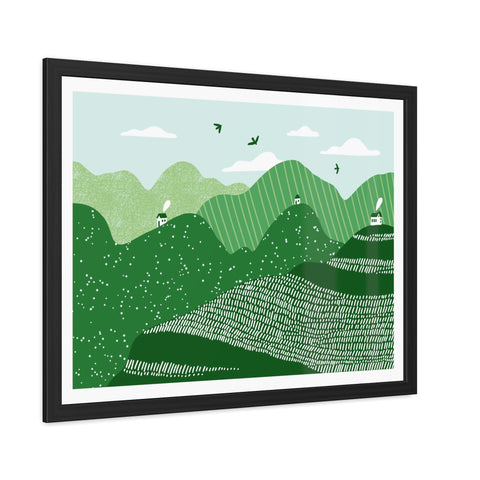 Greenscape - Serene Green Landscape Framed Poster - Nature Wall Art for Home Decor