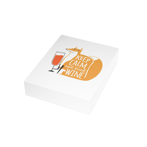 "Keep Calm and Drink Wine" Fox Greeting Card — Friendship Greeting Card - Illustrated, Funny, Snarky, Modern