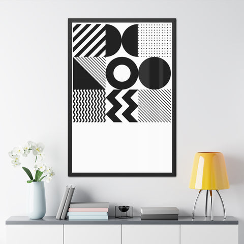 Modernica 5 - Modern Geometric Wall Art Frame - Black and White Patterns for Home Decor