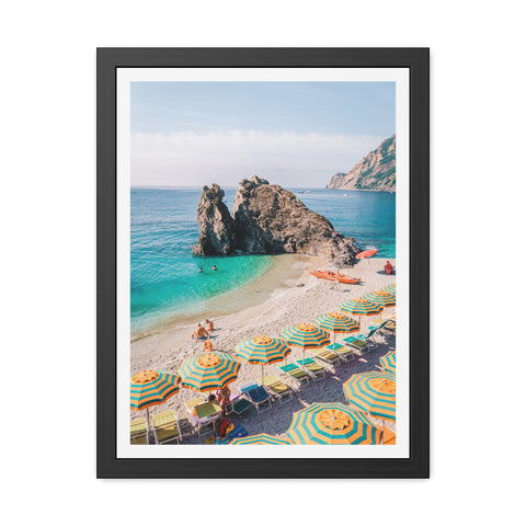 Coastal Beach Umbrellas - Framed Poster Art - Bright Summer Vibes
