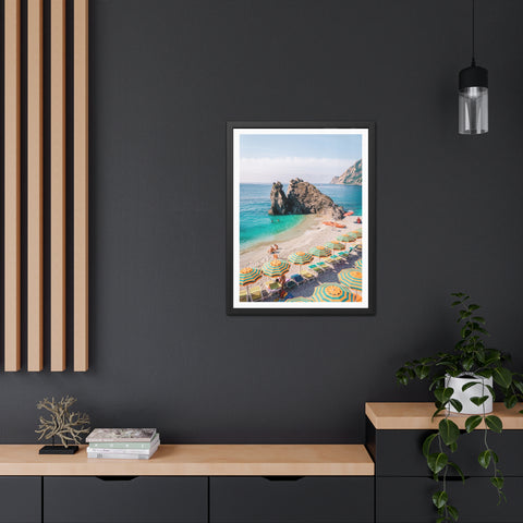 Coastal Beach Umbrellas - Framed Poster Art - Bright Summer Vibes