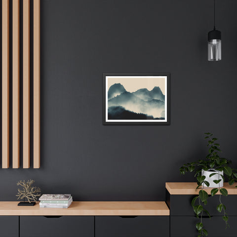 Foggy Morning 1 - Serene Mountain Framed Poster – Perfect Wall Art for Nature Lovers