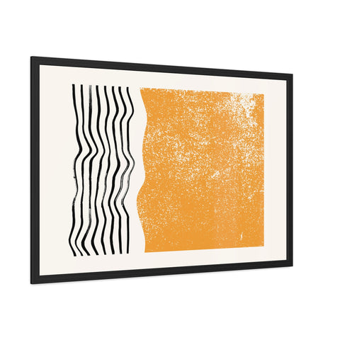 Ink Stamp 8 - Modern Abstract Framed Poster - Orange & Black Art for Home Decor