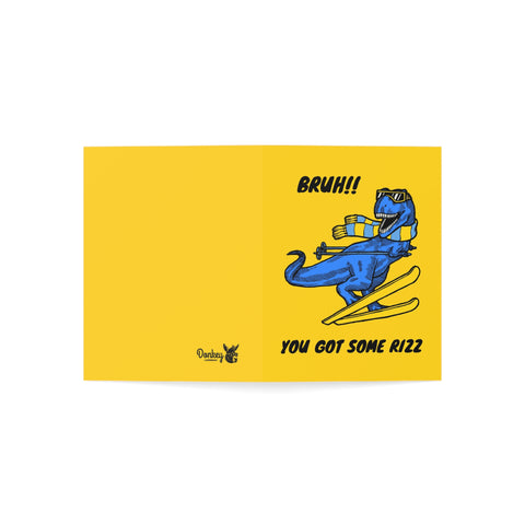 Bruh! You Got Some Rizz (Dinosaur skiing) - Greeting Card