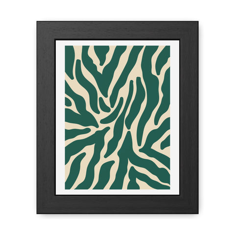 Natural formation 4- Modern Abstract Framed Poster - Green and Beige Wave Pattern Art for Home Decor