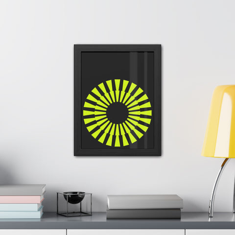 Modernica 2 - Modern Geometric Framed Poster - Bright Yellow Circle Art for Contemporary Spaces