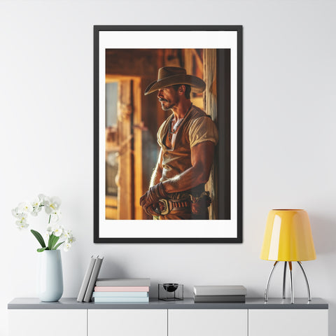 Cowboy 1 - Rustic Western Framed Poster - Cowboy Wall Art for Home Decor