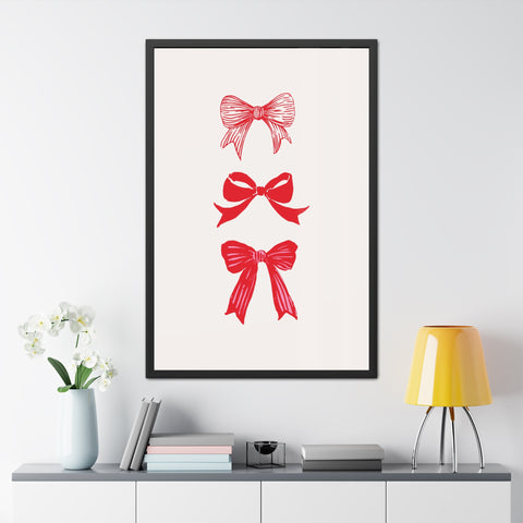 With a bow 3 - Charming Red Bow Framed Poster - Perfect Holiday Decor