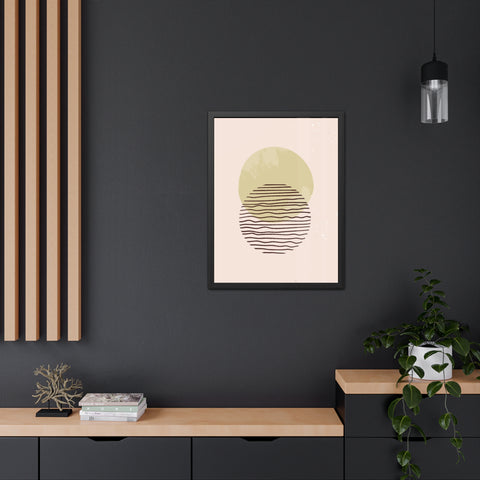 Blend 1 - Modern Minimalist Framed Poster – Abstract Green and Beige Art