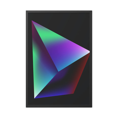 Omega 3 - Minimalist Geometric Framed Poster - Vibrant 3D Triangle Art for Modern Decor