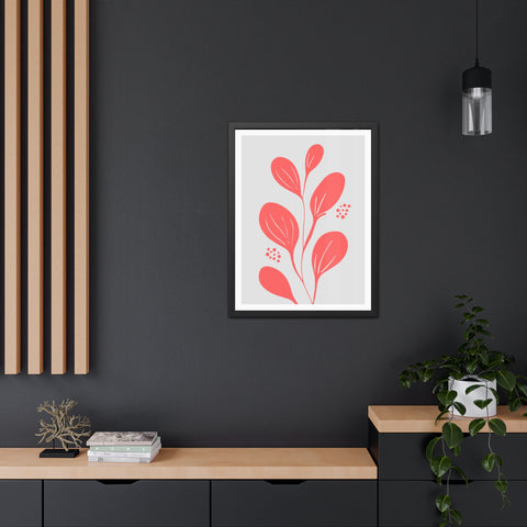 Stratica 3 - Modern Framed Floral Poster - Coral Leaf Design for Home Décor