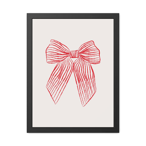With a bow 1 - Elegant Red Ribbon Framed Poster | Holiday Decor & Gift
