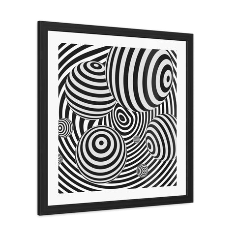Stark 4 - Modern Abstract Framed Poster - Striking Black and White Spiral Design