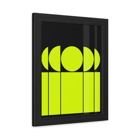 Modernica 1 - Modern Geometric Framed Poster - Bright Yellow and Black Wall Art for Contemporary Decor
