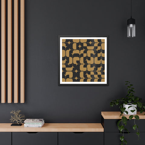 Streaks - Modern Geometric Framed Poster - Black & Gold Abstract Wall Art