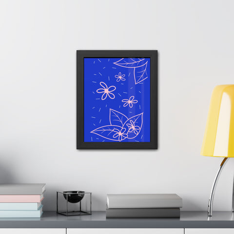 When life gives you lemons 3 - Blue Floral Framed Poster - Modern Botanical Art for Home Decor