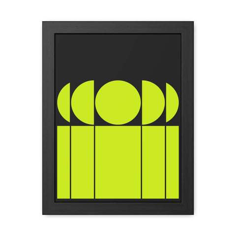 Modernica 1 - Modern Geometric Framed Poster - Bright Yellow and Black Wall Art for Contemporary Decor