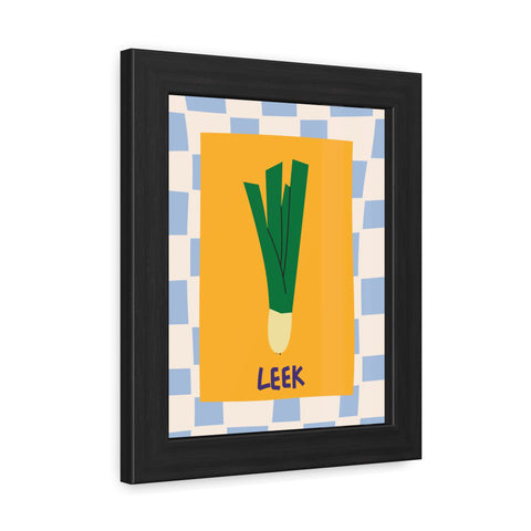 Whimsical Leek Framed Poster - Kitchen Art for Food Lovers