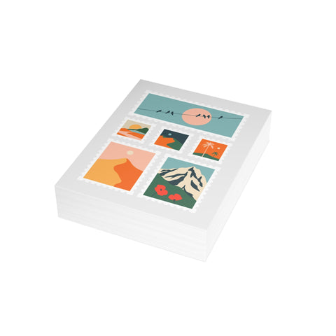 Travel Stamp Collage Greeting Card – Abstract Greeting Card - Illustrated, Beautiful, Modern