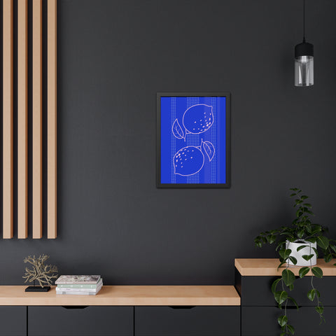 When life gives you lemons 1 - Citrus Lemon Framed Poster - Bright Blue Wall Art for Kitchen Decor