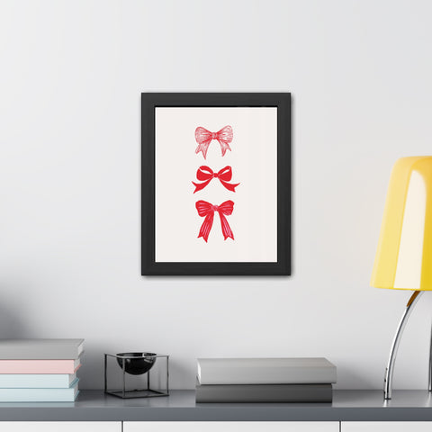 With a bow 3 - Charming Red Bow Framed Poster - Perfect Holiday Decor