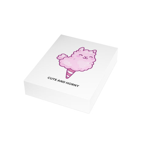 'Cute and Horny' Pink Cotton Candy Llama Greeting Card — Humorous Greeting Card - Illustrated, Funny, Snarky, Modern