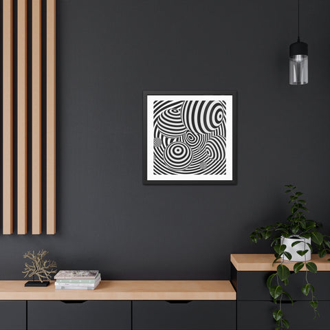 Stark 4 - Modern Abstract Framed Poster - Striking Black and White Spiral Design