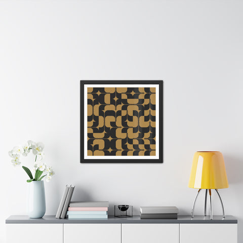 Streaks - Modern Geometric Framed Poster - Black & Gold Abstract Wall Art