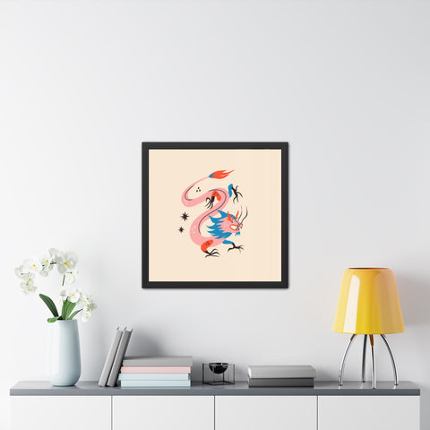 Dragon 2 - Whimsical Dragon Framed Poster - Colorful Art for Home Decor