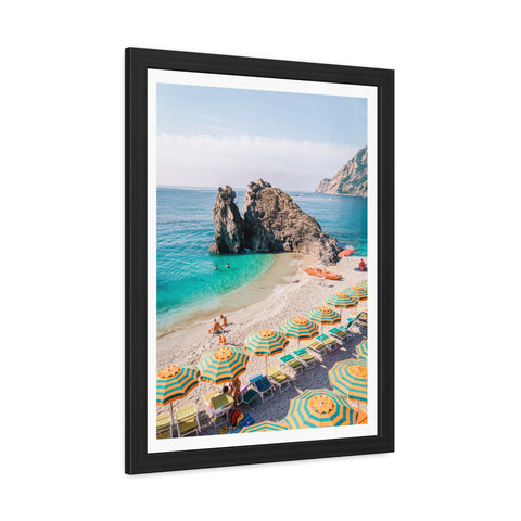 Coastal Beach Umbrellas - Framed Poster Art - Bright Summer Vibes