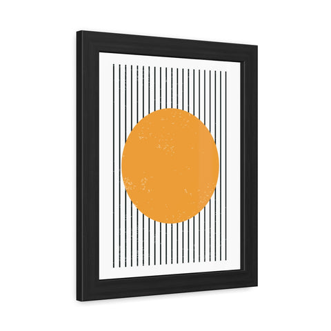 Ink Stamp 1 - Modern Geometric Framed Poster - Minimalist Art with Yellow Circle