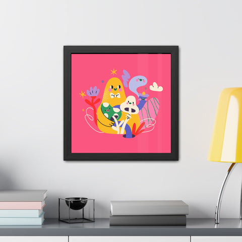 Fun Land 1 - Whimsical Framed Poster - Colorful Character Art for Cheerful Spaces