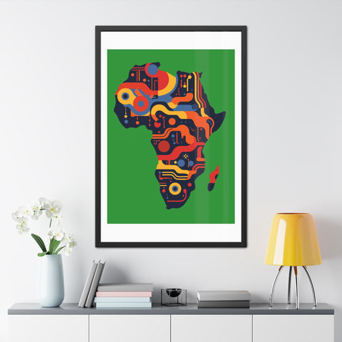 Africa 3 - Colorful African Map Framed Poster - Tech-Inspired Art for Modern Decor