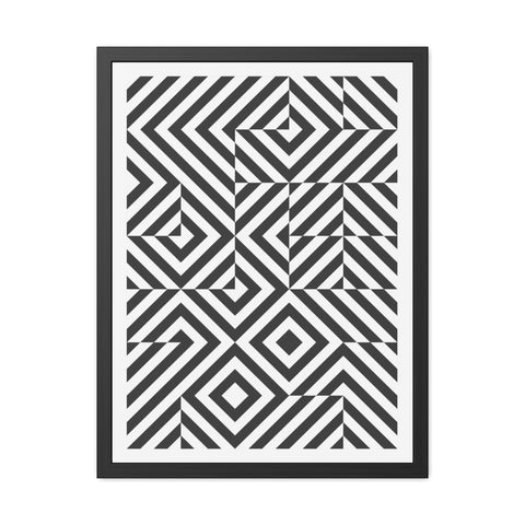 Gridline 2 - Modern Framed Poster | Black and White Geometric Art for Home Decor