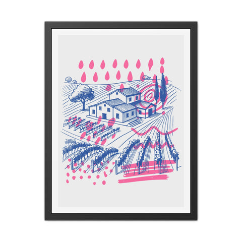 Wine Country 3 - Vibrant Vineyard Framed Poster - Modern Art Decor for Wine Lovers