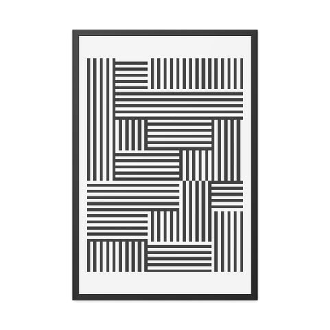 Gridline 4 - Modern Black and White Framed Poster - Minimalist Geometric Wall Art for Home Decor