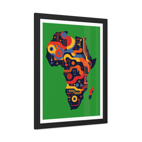 Africa 3 - Colorful African Map Framed Poster - Tech-Inspired Art for Modern Decor