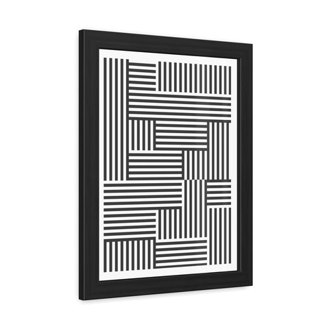 Gridline 4 - Modern Black and White Framed Poster - Minimalist Geometric Wall Art for Home Decor